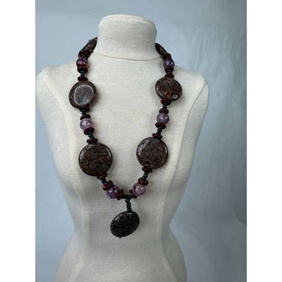 Ferruginous Quartz & Dragon Vein Agate Healing Stones Necklace 10" - Picture 14 of 16